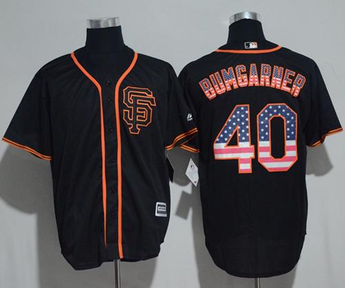 Giants #40 Madison Bumgarner Black USA Flag Fashion Stitched MLB Jersey